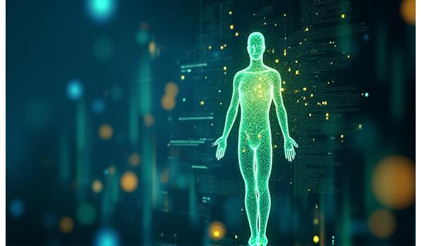 Abstract representation of AI neural network for health data analysis