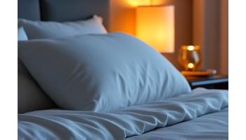 Serene bedroom with soft lighting, representing sleep and recovery discussions.