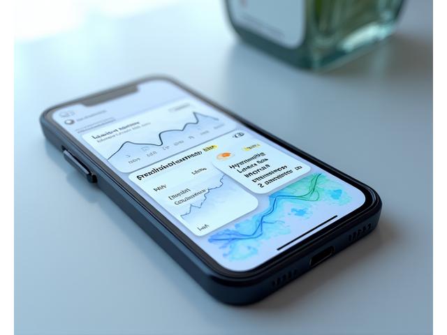 Advanced AI dashboard within the Veridian Life app, displaying trend analysis and personalized recommendations.