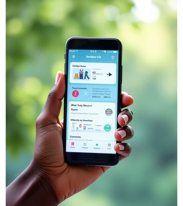 Veridian Life mobile app interface showcasing health tracking and personalized recommendations on a smartphone.
