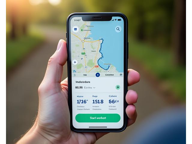 Mobile app showing fitness tracking interface with exercise stats and workout progress.