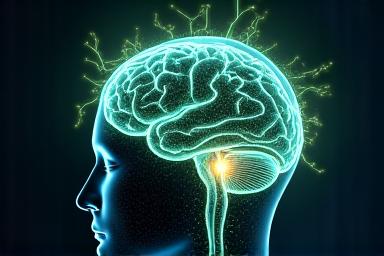 Brain imagery with glowing neural networks, symbolizing enhanced cognitive function.