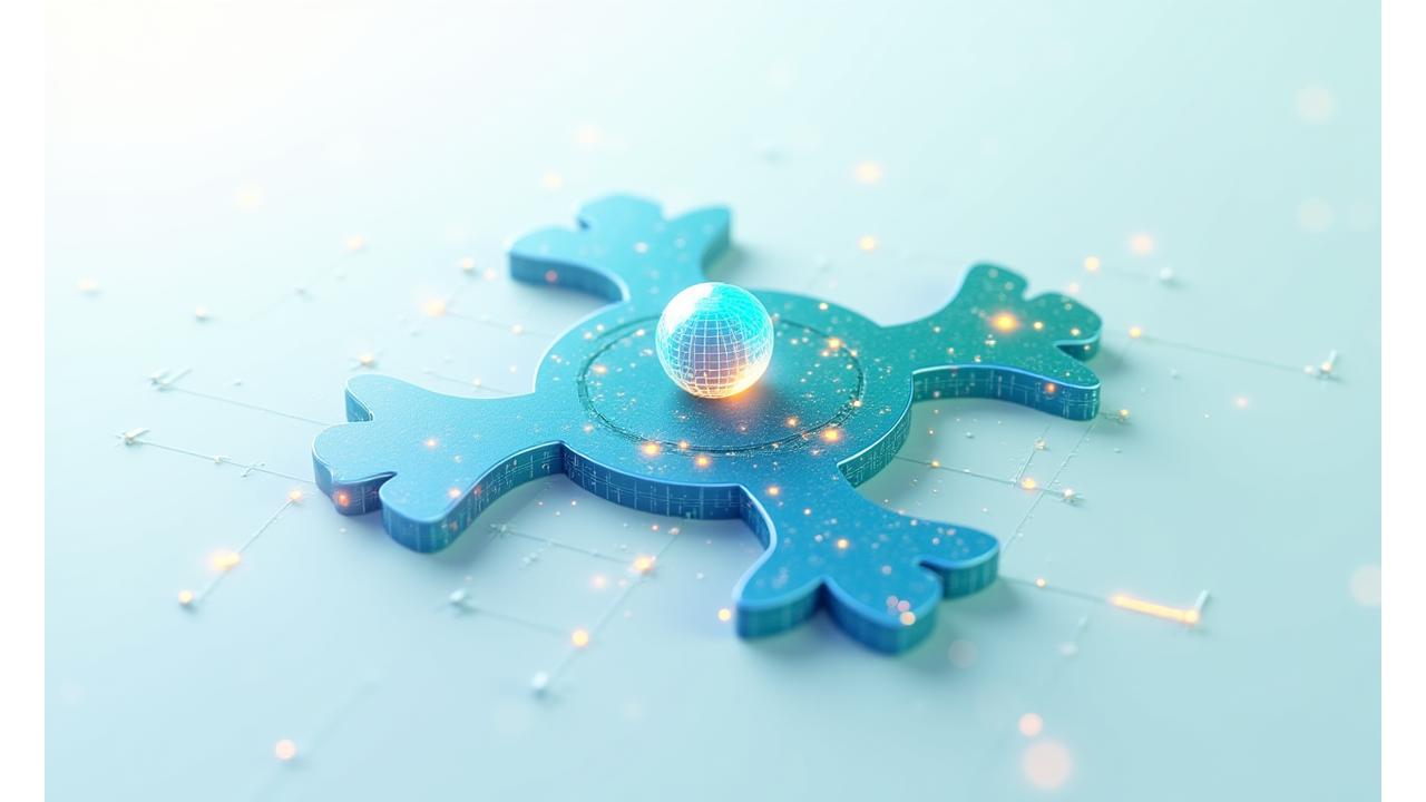 Abstract representation of data security and privacy with interlocking blue, green, and orange digital shields.